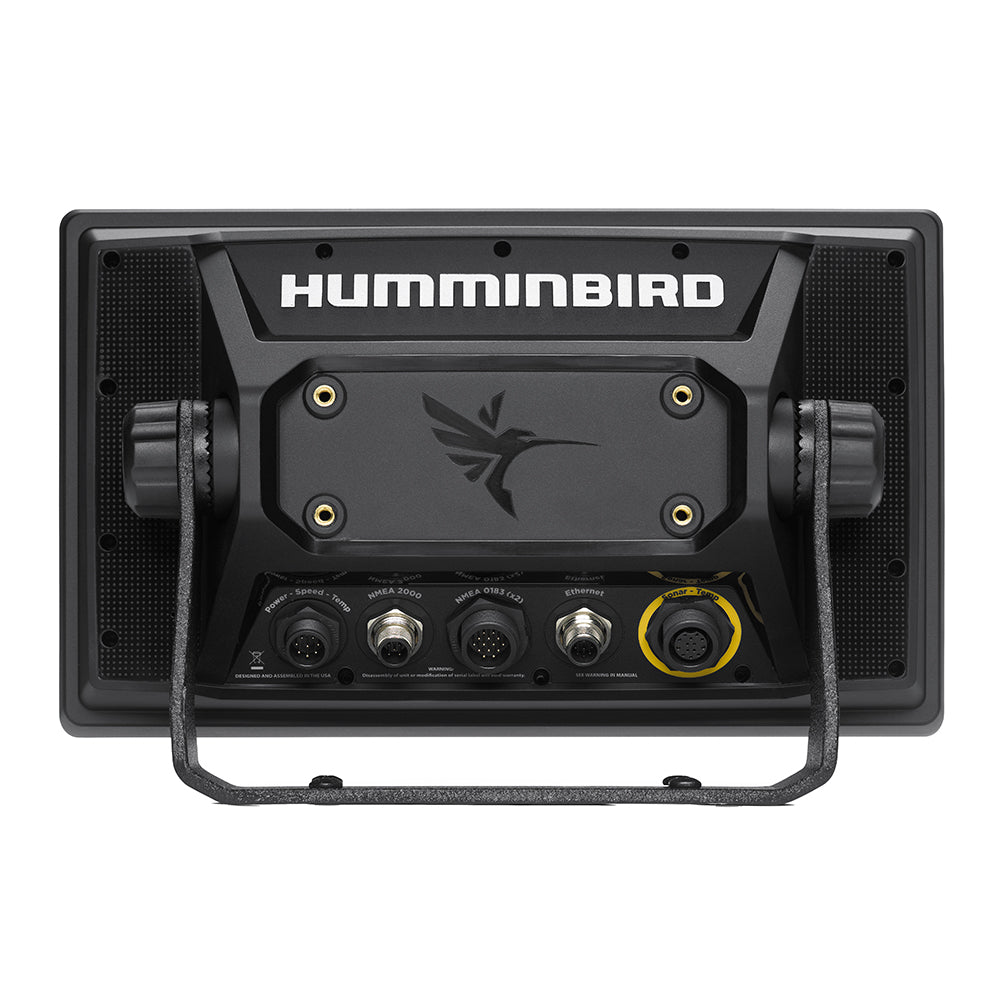 Rear image of the Humminbird SOLIX 10 CHIRP MEGA SI+ G3 showing available cable connections.