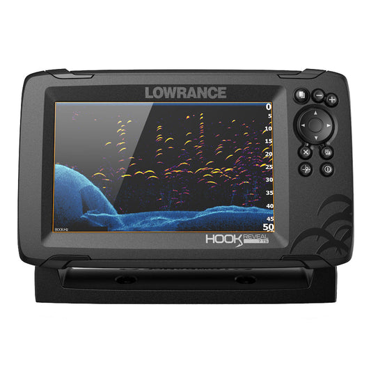 Lowrance HOOK Reveal 7 Combo w/TripleShot Transom Mount  C-MAP Contour+ Card Model #000-15853-001.