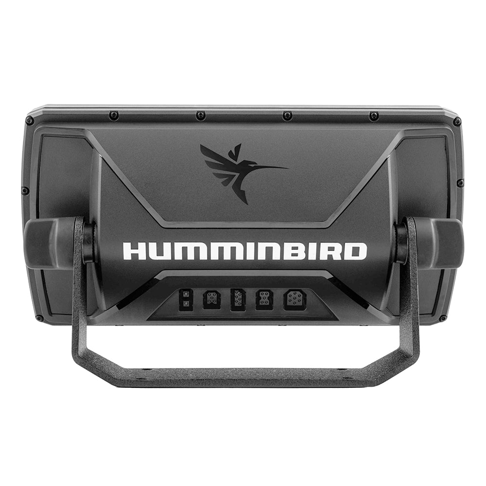 Rear view of the Humminbird HELIX 7 CHIRP MEGA DI GPS G4N  showing optional connections and mounting bracket.