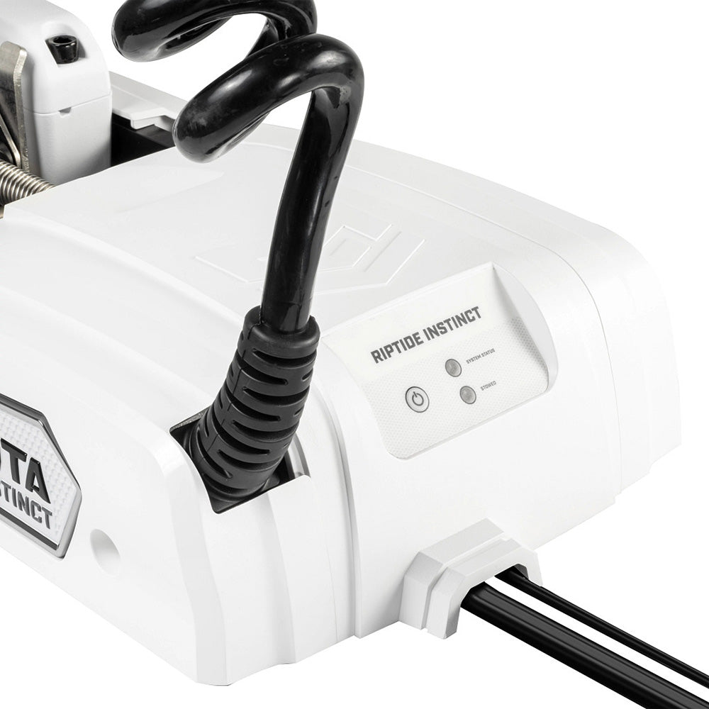 Image showing the mounting base and the power button location of the Minn Kota Riptide Instinct QUEST 90/115 Trolling Motor w/Wireless Remote - 24/36V - 90/115LBS - 72" -White .