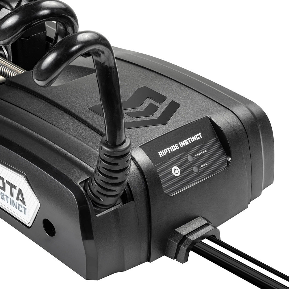 Image of the base and power button location on a Minn Kota Riptide Instinct QUEST 90/115 Trolling Motor w/Wireless Remote - 24/36V - 90/115LBS - 72" - Black.